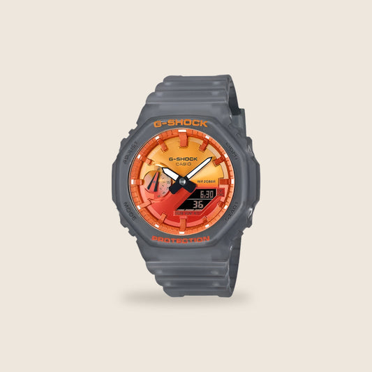Casio G-Shock GA-2100 — Gris cadran orange